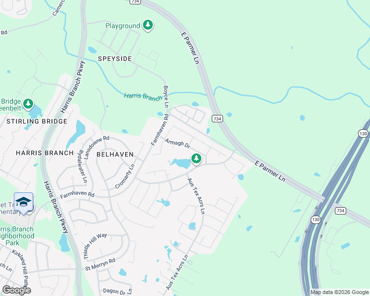 map of restaurants, bars, coffee shops, grocery stores, and more near 6924 Armagh Drive in Austin