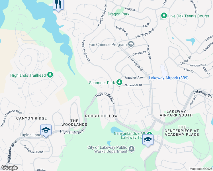 map of restaurants, bars, coffee shops, grocery stores, and more near 111 Feritti Drive in Austin