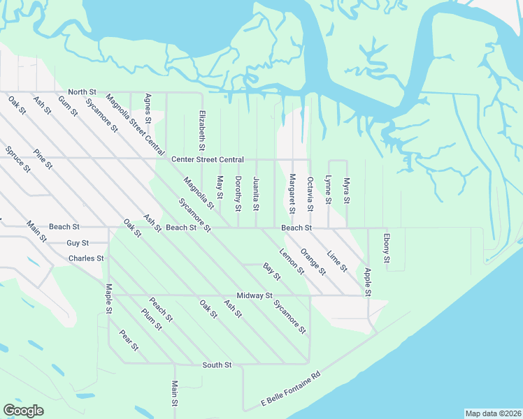 map of restaurants, bars, coffee shops, grocery stores, and more near 1008-1210 Juanita Street in Ocean Springs