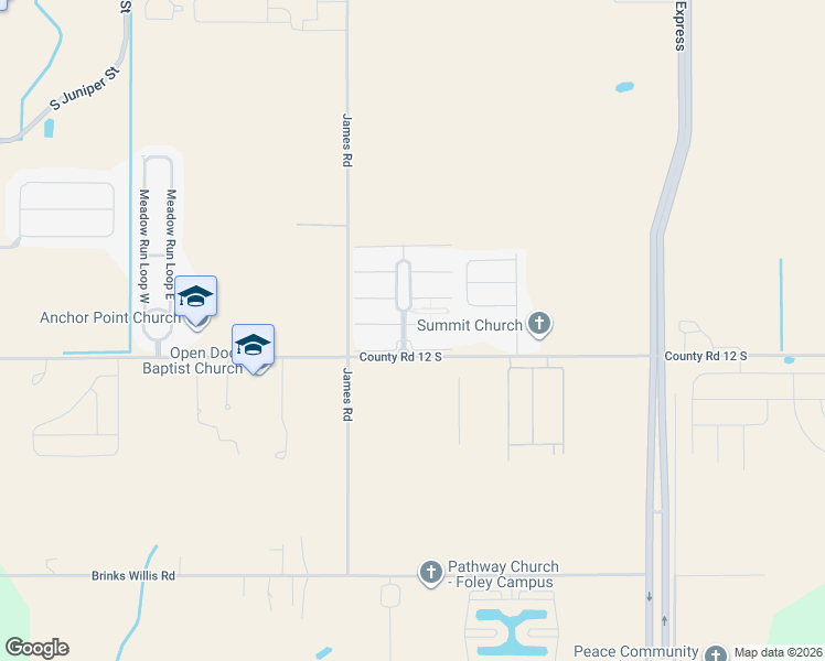 map of restaurants, bars, coffee shops, grocery stores, and more near 1013 Snapdragon Lane in Foley