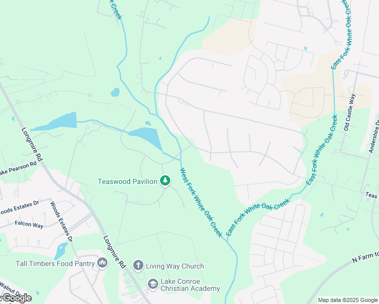 map of restaurants, bars, coffee shops, grocery stores, and more near 7277 Teaswood Drive in Conroe