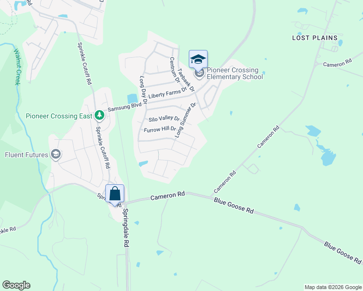 map of restaurants, bars, coffee shops, grocery stores, and more near 11120 Reliance Creek Drive in Austin