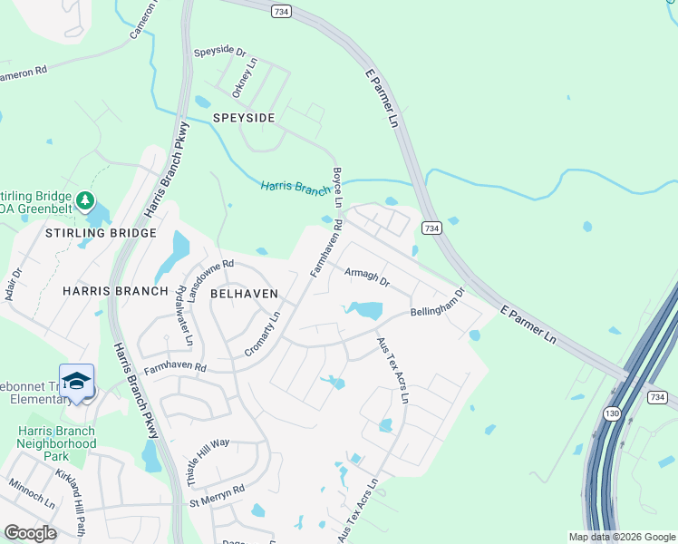 map of restaurants, bars, coffee shops, grocery stores, and more near 11925 Reedsport Trail in Austin