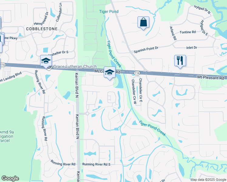 map of restaurants, bars, coffee shops, grocery stores, and more near 12427 Forest Lake Circle East in Jacksonville