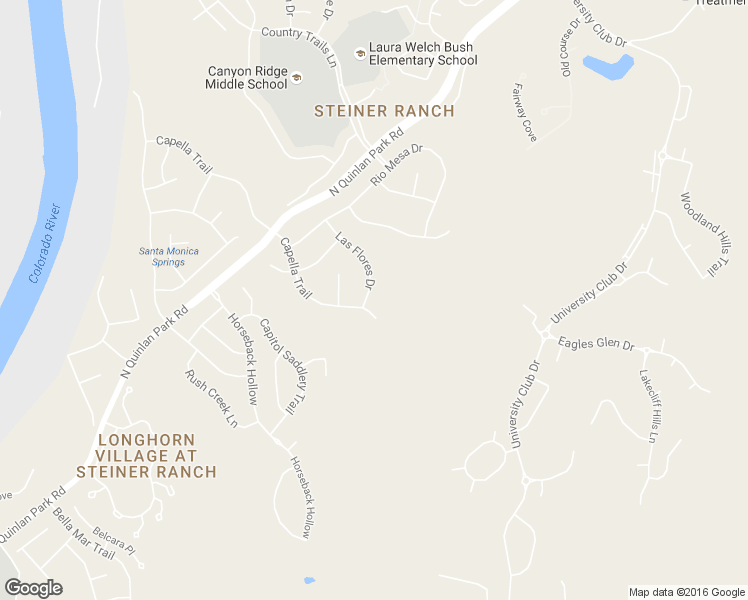 map of restaurants, bars, coffee shops, grocery stores, and more near 12101 Las Flores Drive in Austin