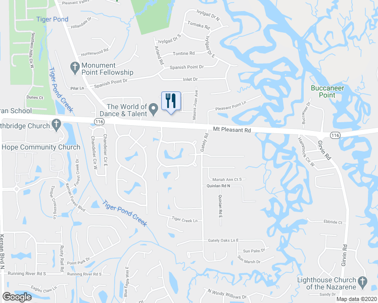 map of restaurants, bars, coffee shops, grocery stores, and more near 14073 Antelope Court in Jacksonville