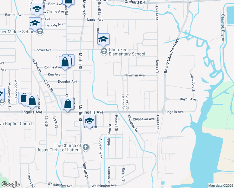 map of restaurants, bars, coffee shops, grocery stores, and more near 4219 Edna Avenue in Pascagoula
