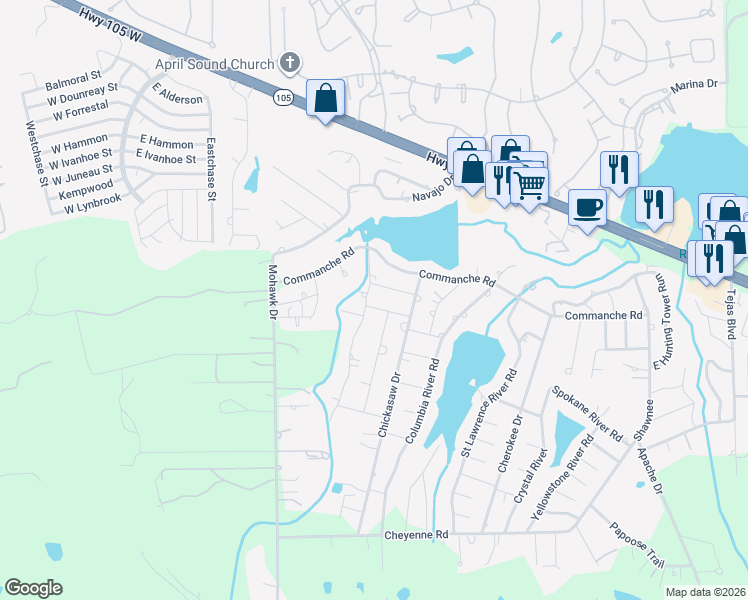 map of restaurants, bars, coffee shops, grocery stores, and more near 518 Dogwood Trail in Montgomery
