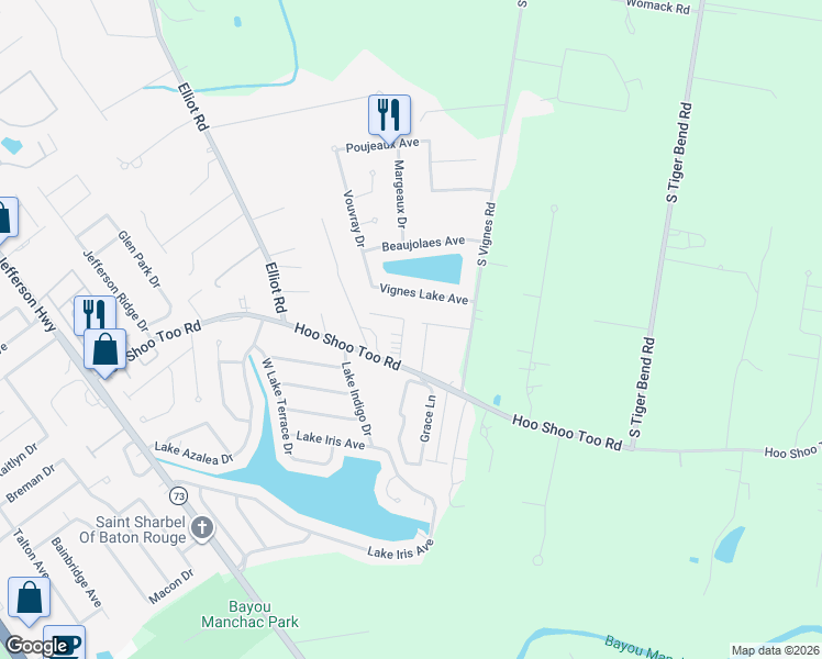 map of restaurants, bars, coffee shops, grocery stores, and more near 10041 Old World Drive in Baton Rouge