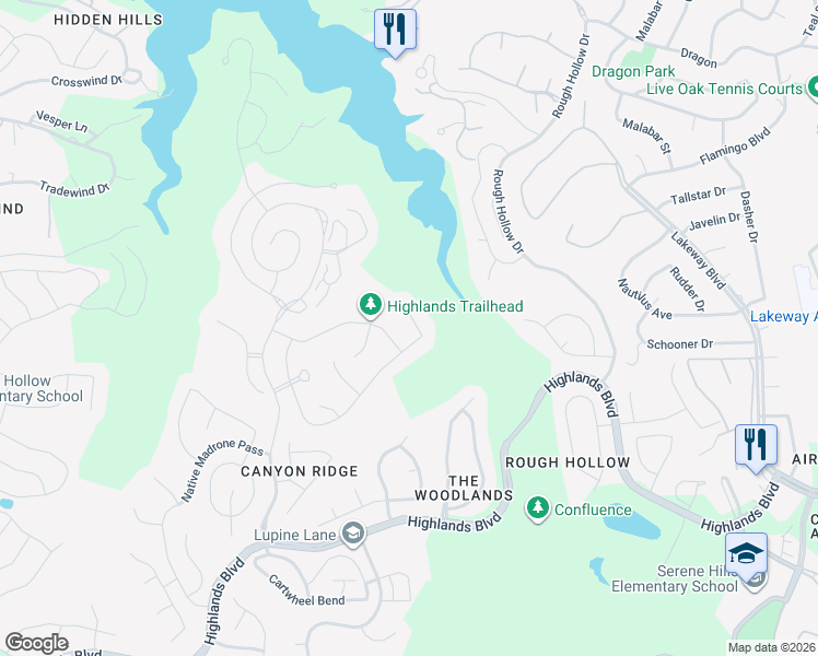 map of restaurants, bars, coffee shops, grocery stores, and more near 503 Barolo Cove in Austin