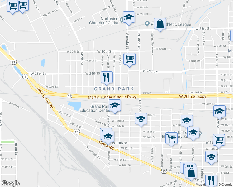 map of restaurants, bars, coffee shops, grocery stores, and more near 3131 Penton Street in Jacksonville