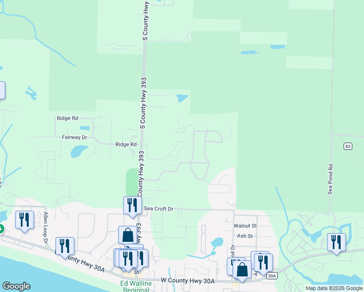 map of restaurants, bars, coffee shops, grocery stores, and more near 53 Cypress Breeze Boulevard North in Santa Rosa Beach