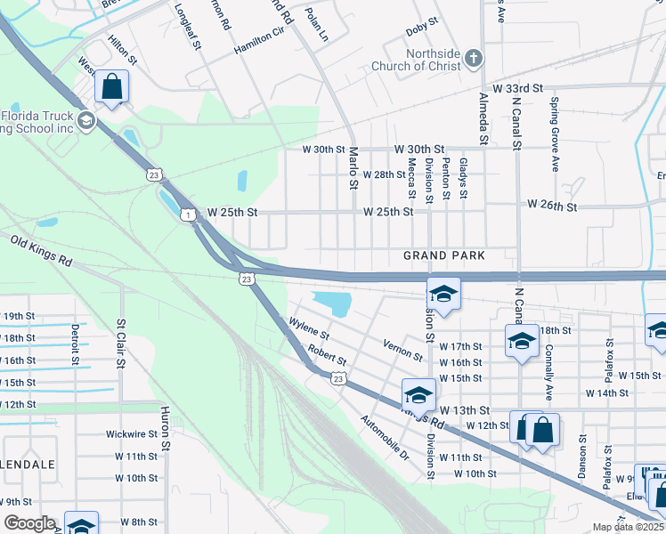 map of restaurants, bars, coffee shops, grocery stores, and more near 3123 Dawson Street in Jacksonville