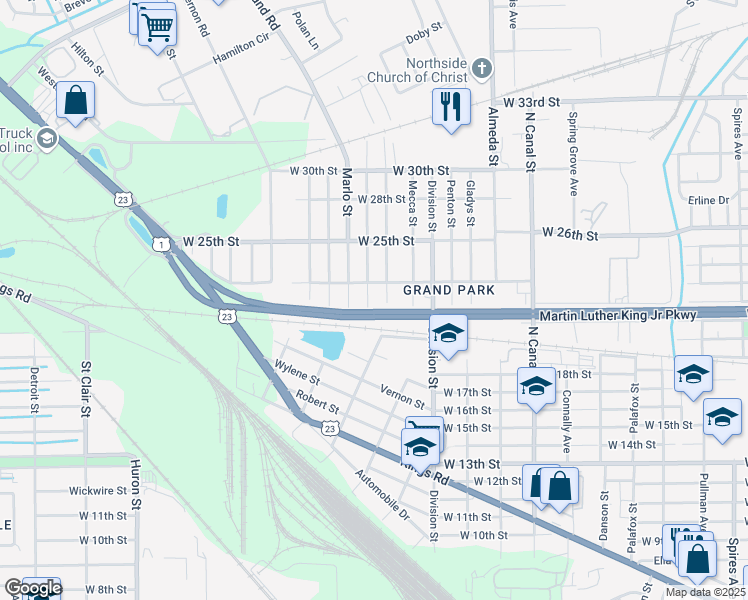 map of restaurants, bars, coffee shops, grocery stores, and more near 3133 Marland Street in Jacksonville