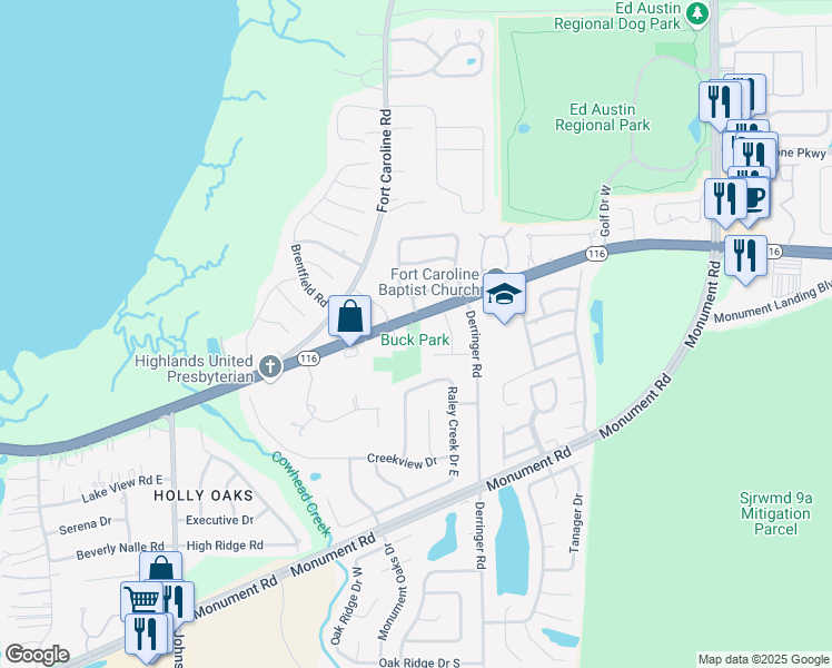 map of restaurants, bars, coffee shops, grocery stores, and more near 11128 McCormick Road in Jacksonville