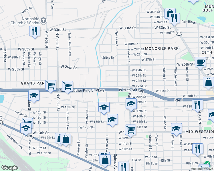 map of restaurants, bars, coffee shops, grocery stores, and more near 1981 West 22nd Street in Jacksonville