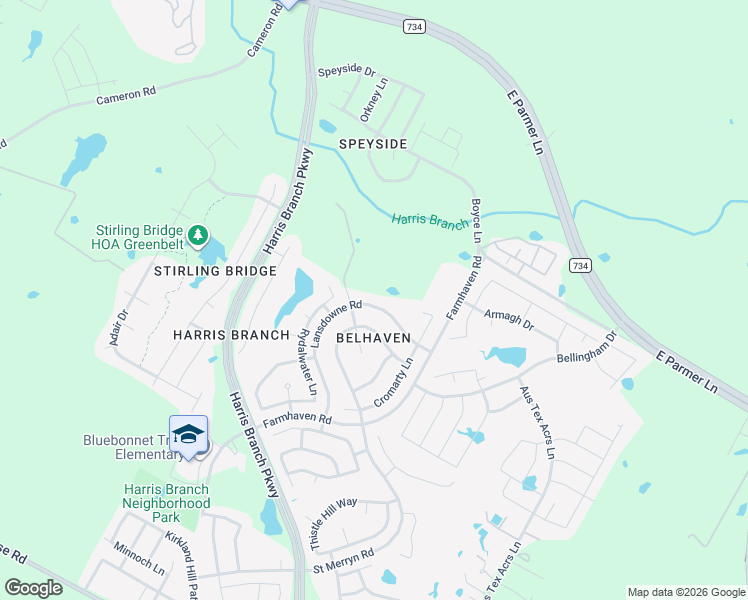 map of restaurants, bars, coffee shops, grocery stores, and more near 11825 Lansdowne Road in Austin