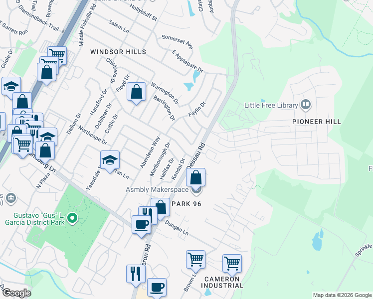 map of restaurants, bars, coffee shops, grocery stores, and more near 9819 Childress Drive in Austin