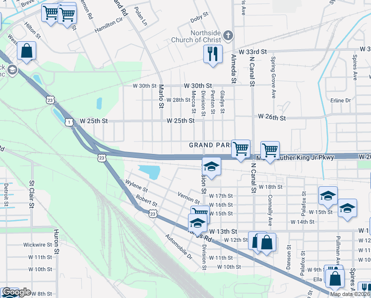map of restaurants, bars, coffee shops, grocery stores, and more near 3132 Henrietta Street in Jacksonville