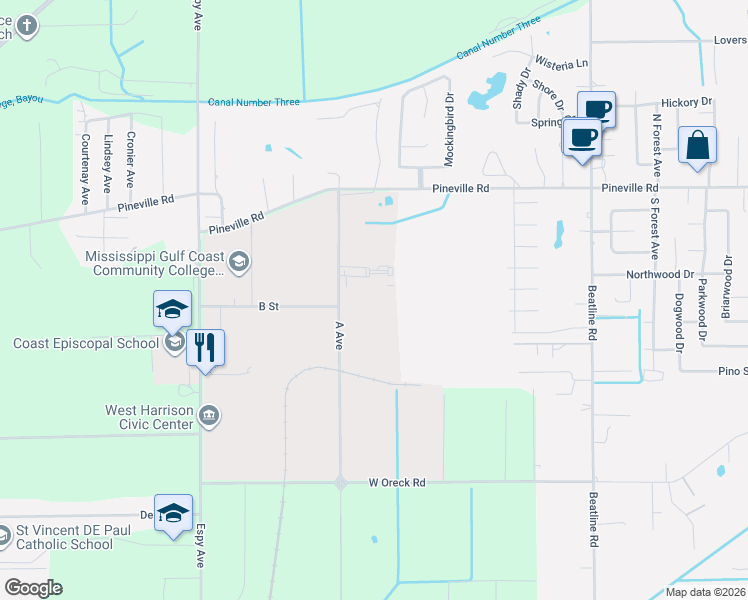 map of restaurants, bars, coffee shops, grocery stores, and more near 5098 A Avenue in Long Beach