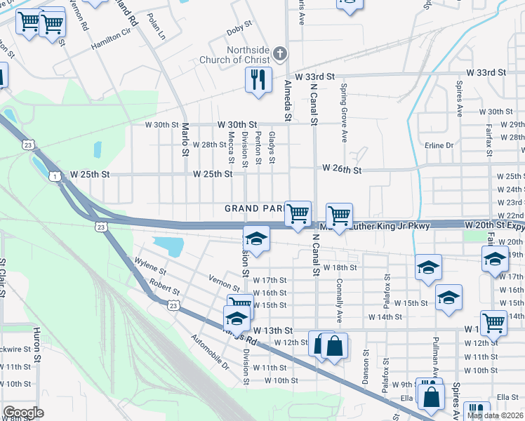 map of restaurants, bars, coffee shops, grocery stores, and more near 3151 Penton Street in Jacksonville