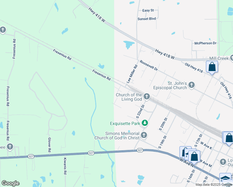 map of restaurants, bars, coffee shops, grocery stores, and more near Prince Hall Lane in Silsbee