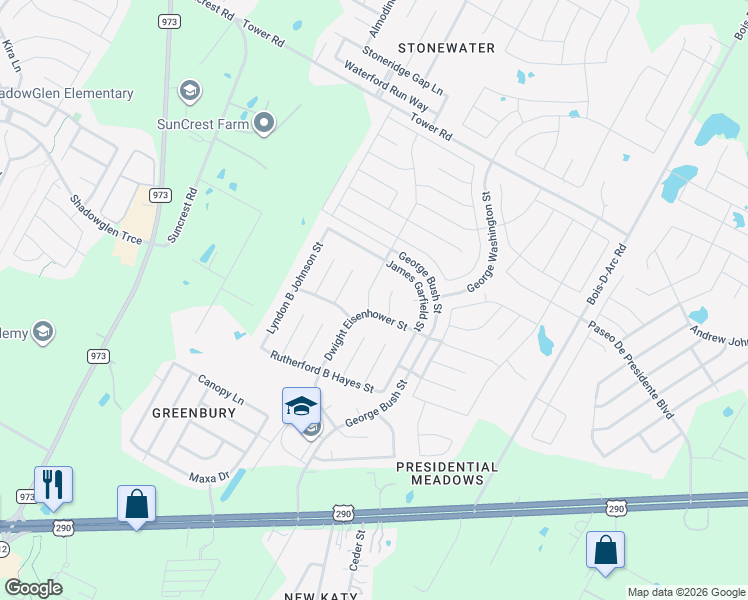 map of restaurants, bars, coffee shops, grocery stores, and more near 12529 Dwight Eisenhower Street in Manor