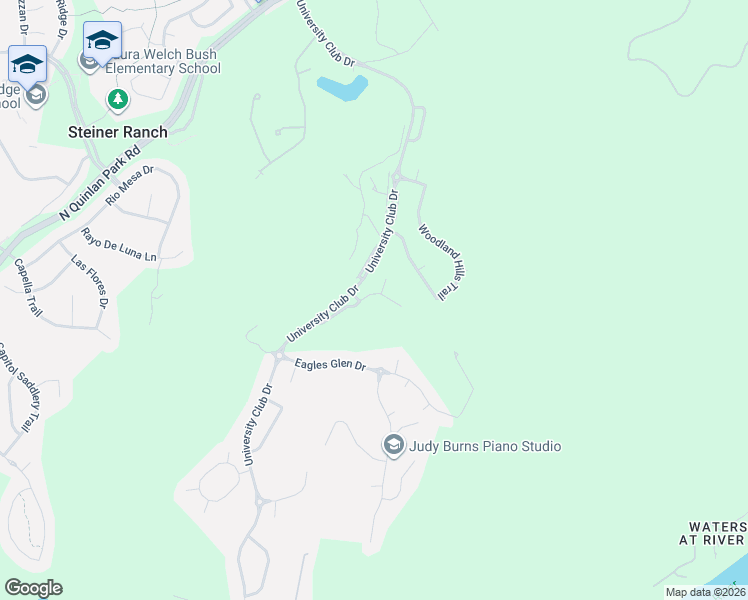 map of restaurants, bars, coffee shops, grocery stores, and more near 11701 Hunters Green Trail in Austin