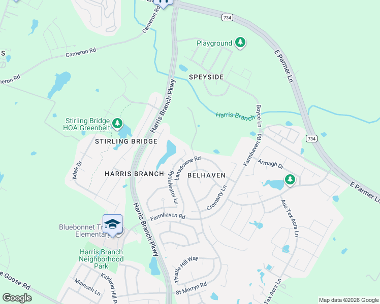 map of restaurants, bars, coffee shops, grocery stores, and more near 11731 Rydalwater Bridge in Austin