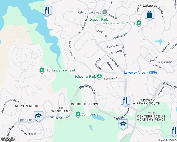 map of restaurants, bars, coffee shops, grocery stores, and more near 119 Feritti Drive in Austin