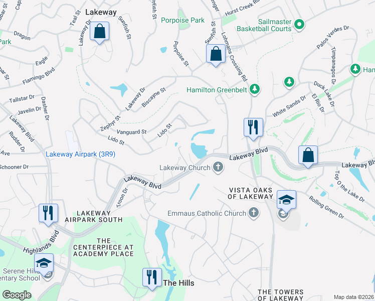 map of restaurants, bars, coffee shops, grocery stores, and more near 101 Stoney Creek Cove in Lakeway