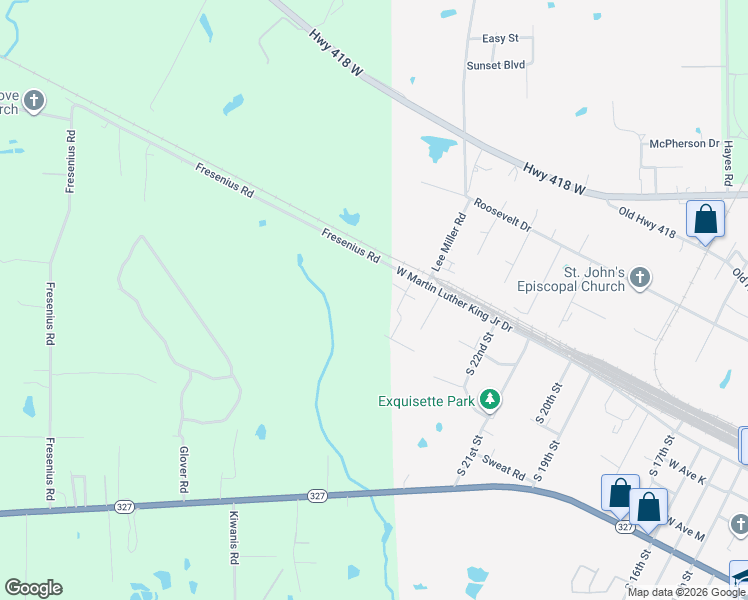 map of restaurants, bars, coffee shops, grocery stores, and more near 2601 West Martin Luther King Junior Drive in Silsbee
