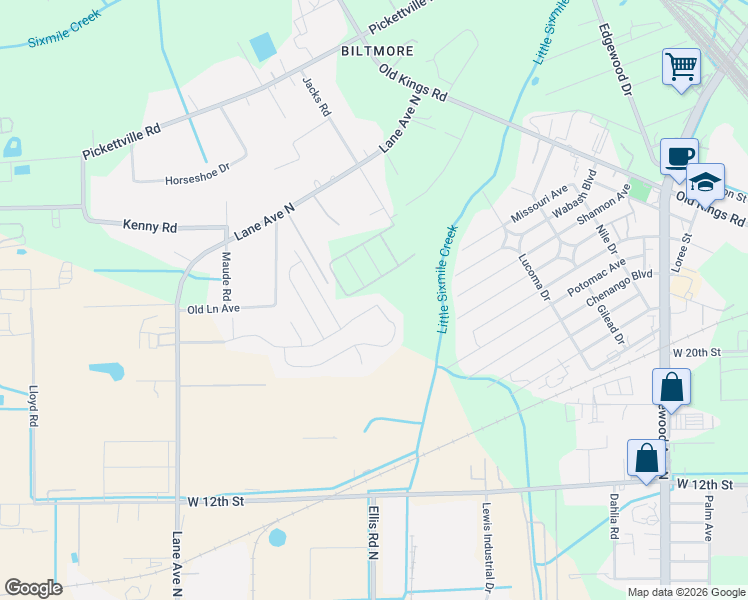 map of restaurants, bars, coffee shops, grocery stores, and more near 5707 Round Table Road in Jacksonville