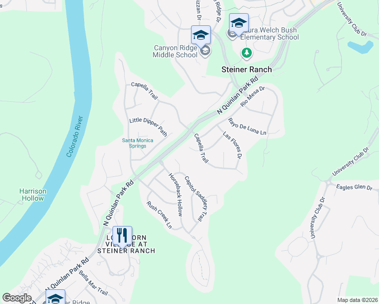 map of restaurants, bars, coffee shops, grocery stores, and more near 1809 Val Verde Drive in Austin