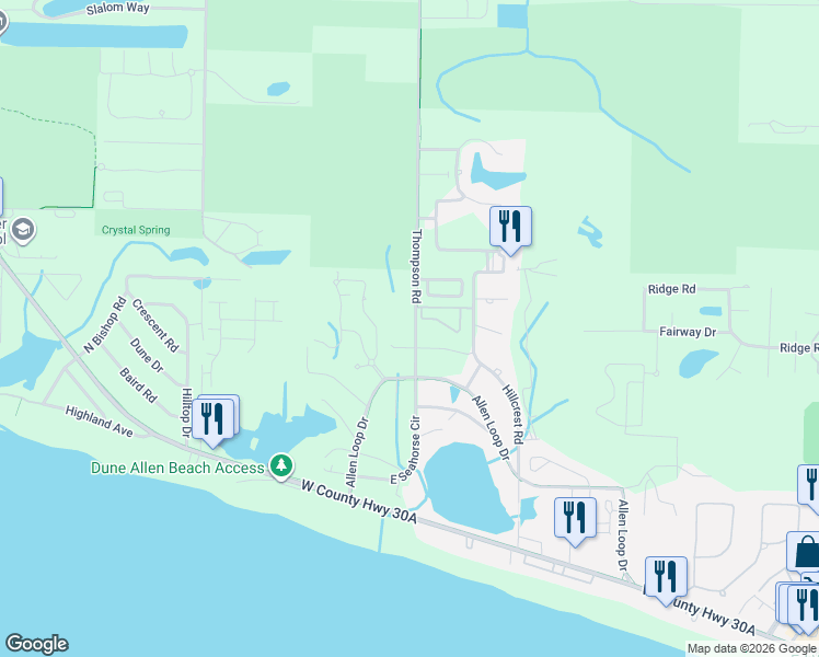 map of restaurants, bars, coffee shops, grocery stores, and more near 96 Tradewinds Drive in Santa Rosa Beach