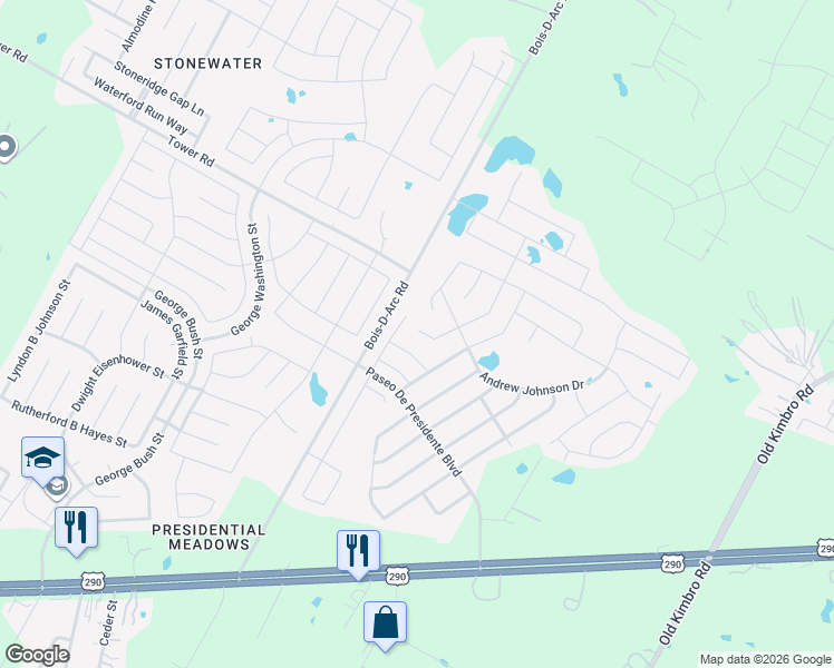 map of restaurants, bars, coffee shops, grocery stores, and more near 19609 Hubert R Humphrey Rd in Manor