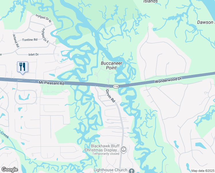 map of restaurants, bars, coffee shops, grocery stores, and more near Wonderwood Dr & Girvin Rd in Jacksonville