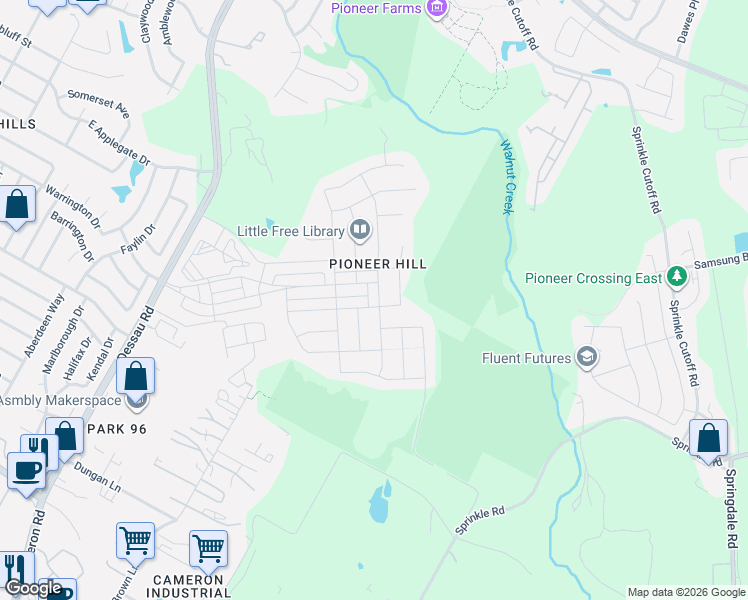 map of restaurants, bars, coffee shops, grocery stores, and more near 2205 Arborside Drive in Austin