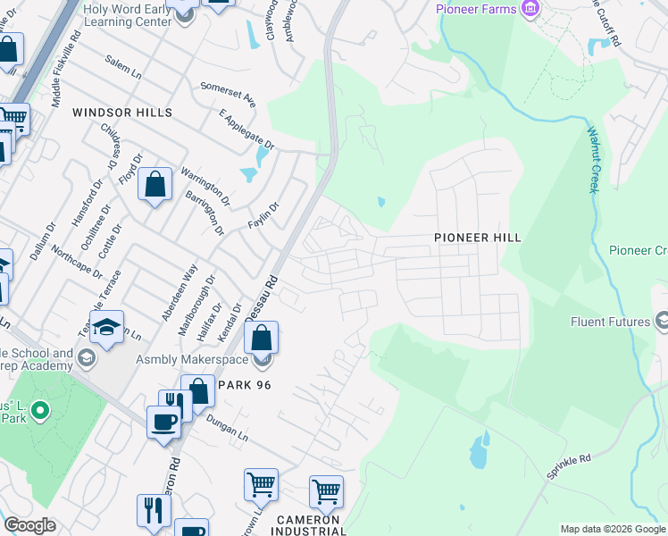 map of restaurants, bars, coffee shops, grocery stores, and more near 1707 Whitaker Drive in Austin