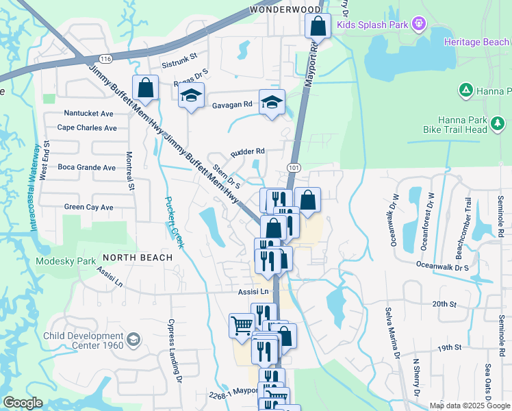 map of restaurants, bars, coffee shops, grocery stores, and more near 2553-4 Sr A1A Ap in Jacksonville