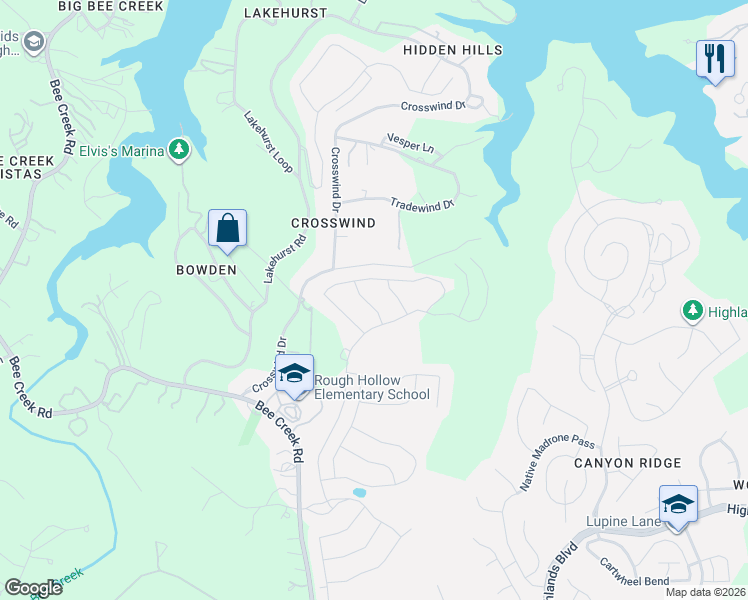 map of restaurants, bars, coffee shops, grocery stores, and more near 101-19399 Hornsby Lane in Spicewood