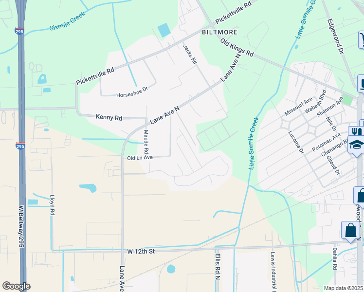 map of restaurants, bars, coffee shops, grocery stores, and more near 2599 Sir Gallahad Drive in Jacksonville