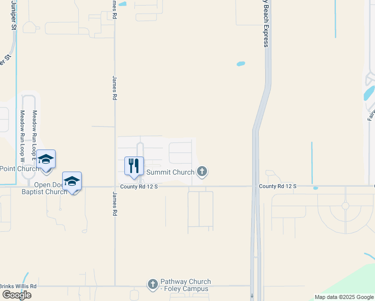 map of restaurants, bars, coffee shops, grocery stores, and more near 1301 Dominoe Trail in Foley