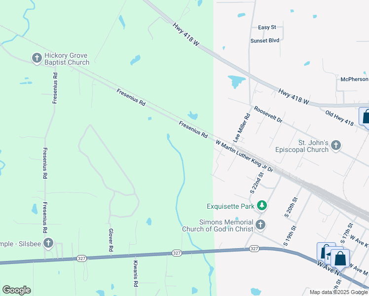 map of restaurants, bars, coffee shops, grocery stores, and more near 2811 Fresenius Road in Silsbee