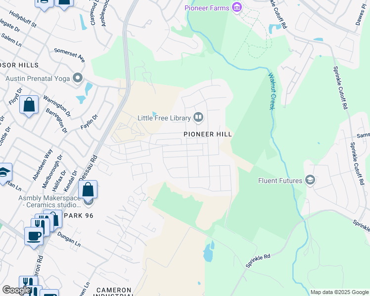 map of restaurants, bars, coffee shops, grocery stores, and more near 2031 Arborside Drive in Austin