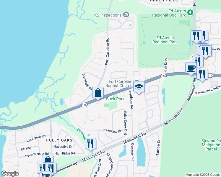 map of restaurants, bars, coffee shops, grocery stores, and more near 2112 McCormick Place in Jacksonville