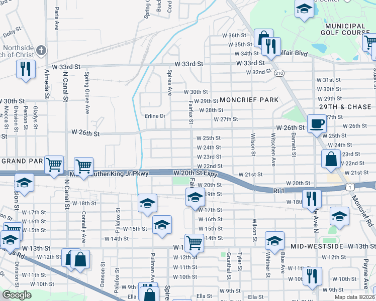 map of restaurants, bars, coffee shops, grocery stores, and more near 1818 West 24th Street in Jacksonville