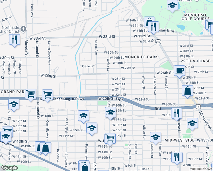 map of restaurants, bars, coffee shops, grocery stores, and more near 1818 West 24th Street in Jacksonville