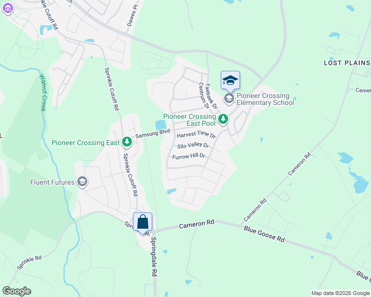 map of restaurants, bars, coffee shops, grocery stores, and more near 11017 Silo Valley Drive in Austin