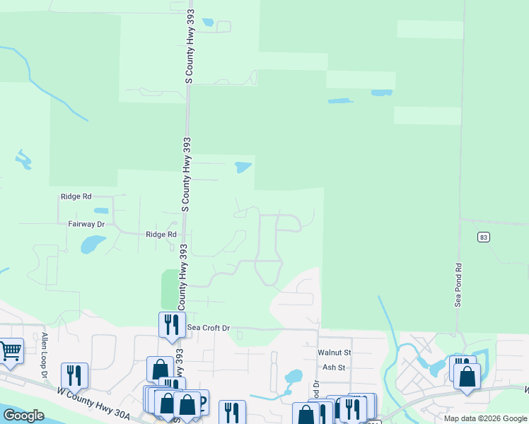 map of restaurants, bars, coffee shops, grocery stores, and more near 25 Plantation Circle in Santa Rosa Beach